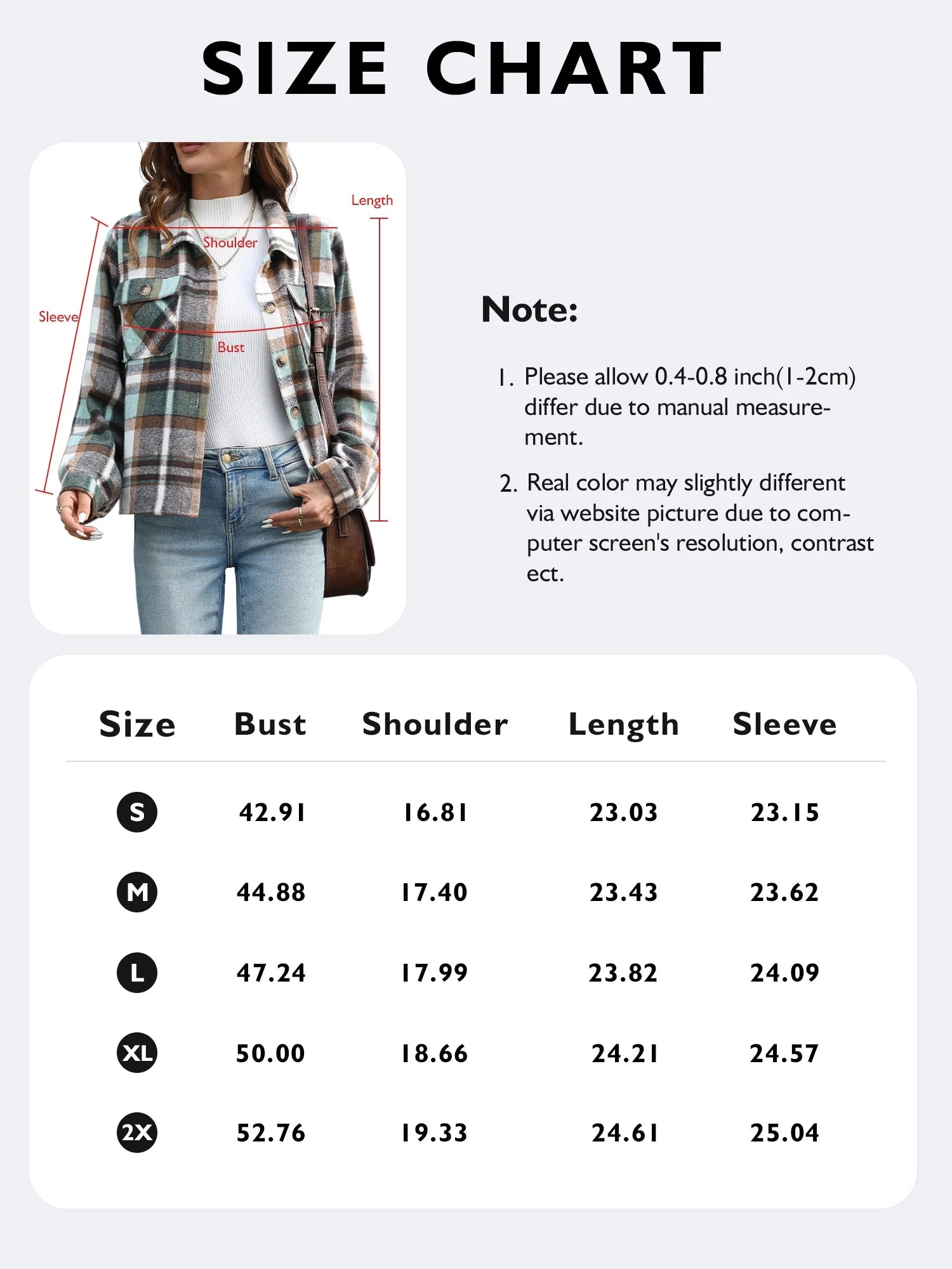 Women'S Cropped Plaid Shacket Jacket Fashion Casual Button down Lightweight Outwear Flannel Plaid Shirts Casual Jackets with Pockets